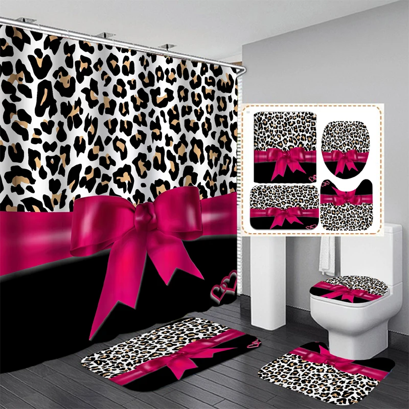 Девичьи розовые красные ленты с леопардовым принтом водонепроницаемая