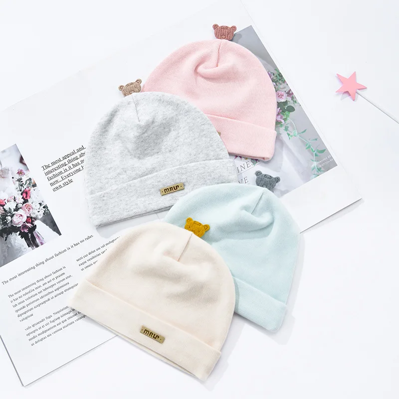 

Newborn Baby Hat Cap Pure Cotton 0-3M Infant Boys Girls Solid Color Autumn Winter Beanie Bonnet Super Soft