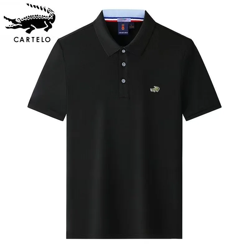 

CARTELO 2022 Summer Stripe Men's Polo Shirt Men Solid Lapel Buttons Polo Shirt Brand Men Short-Sleeved Casual Shirt Man Clothing