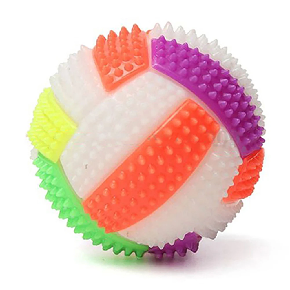 LED Flashing Color Changing Bouncing Massage Hedgehog Ball Volleyball Kid Rubber Luminous Ball Toy