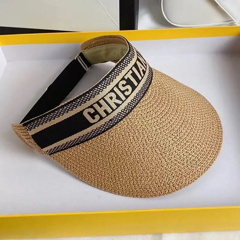 

Summer Women Sun Hat Anti Uv Female Outdoor Adjustable Hand Made Straw Hat 2022 Ladies Fashion Letter Empty Top Beach Visor Cap
