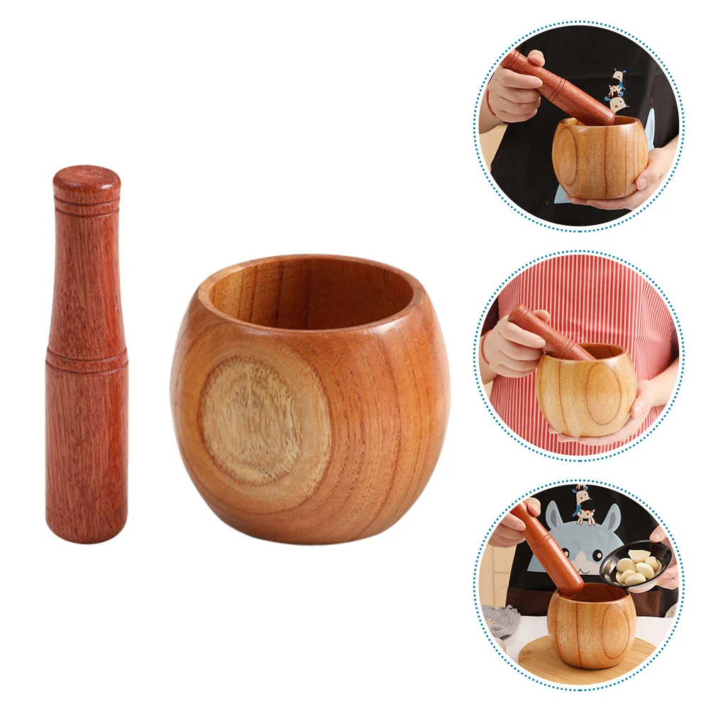 

Peppermills Pepper Grinder Wood Mortar Pestle Garlic Mincer Presser Garlic Mediine Ginde Guaamole Ginde
