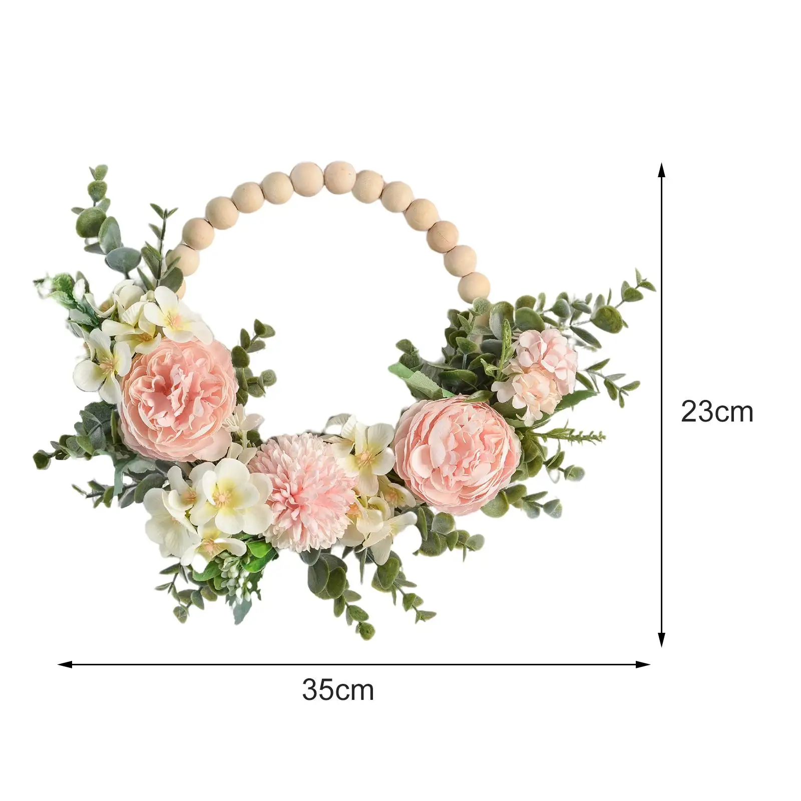 Искусственный пионовый венок Круглый весенне-летний для камина спальни