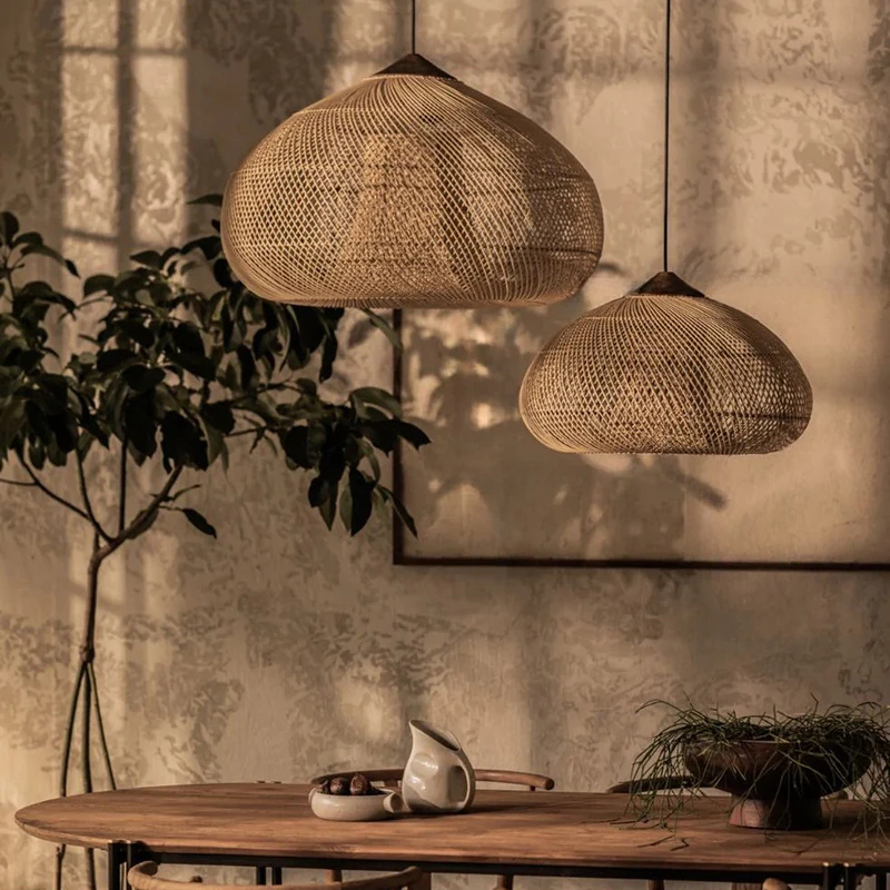 Дизайнерские подвесные лампы винтажные светодиодные ручной работы из ротанга в