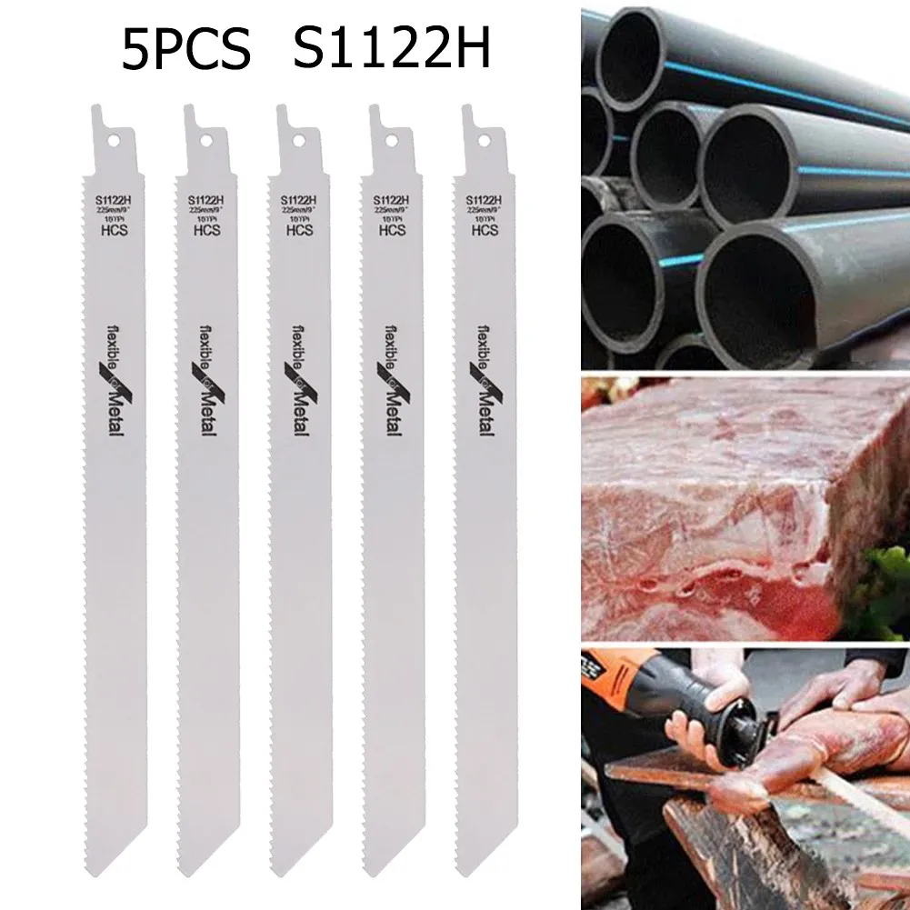 

5pcs BI-Metal Reciprocating Saw Blade 225mm Flexible For Cutting Metal Wood Sheet Metal Re-bar Pipes Power Tool Accessories