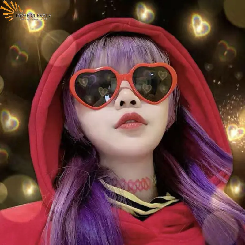 Fashion Sunglasses Love Heart shaped Special Effects Glasses Watch The Lights Change to Heart Shape At Night Diffraction Glasses