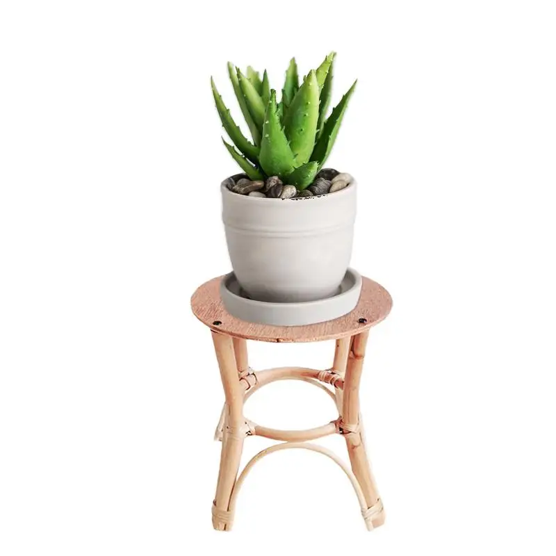 

Natural Rattan Plant Stand Wooden Rattan Flower Pots Decorative Plant Holder Rack Flower Holder For Balcony Decor Rattan Stool