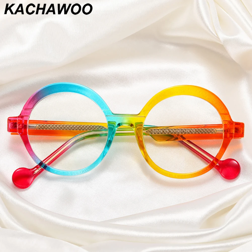 

Круглые очки Kachawoo tr90, оправа для очков из ацетата карамельных цветов с блокировсветильник, для мужчин и женщин, подарки на день рождения, син...