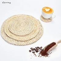 gerring home hand woven corn husk placemat natural rattan round anti scald coaster vintage handmade placemats