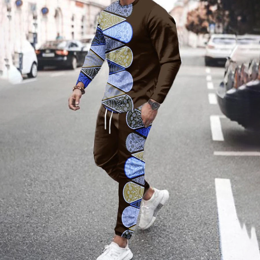 Men Casual T-shirt Sets Tracksuit For Men's Jogging Sportwear Outfit Oversize 3D Print Two Piece Loose Trousers Pantsuit Clothes