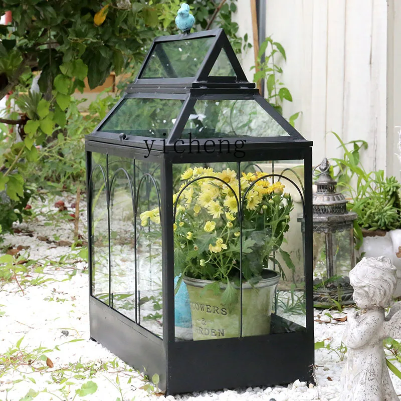 Zc металлическая стеклянная теплица подставка для цветов железный Балконный