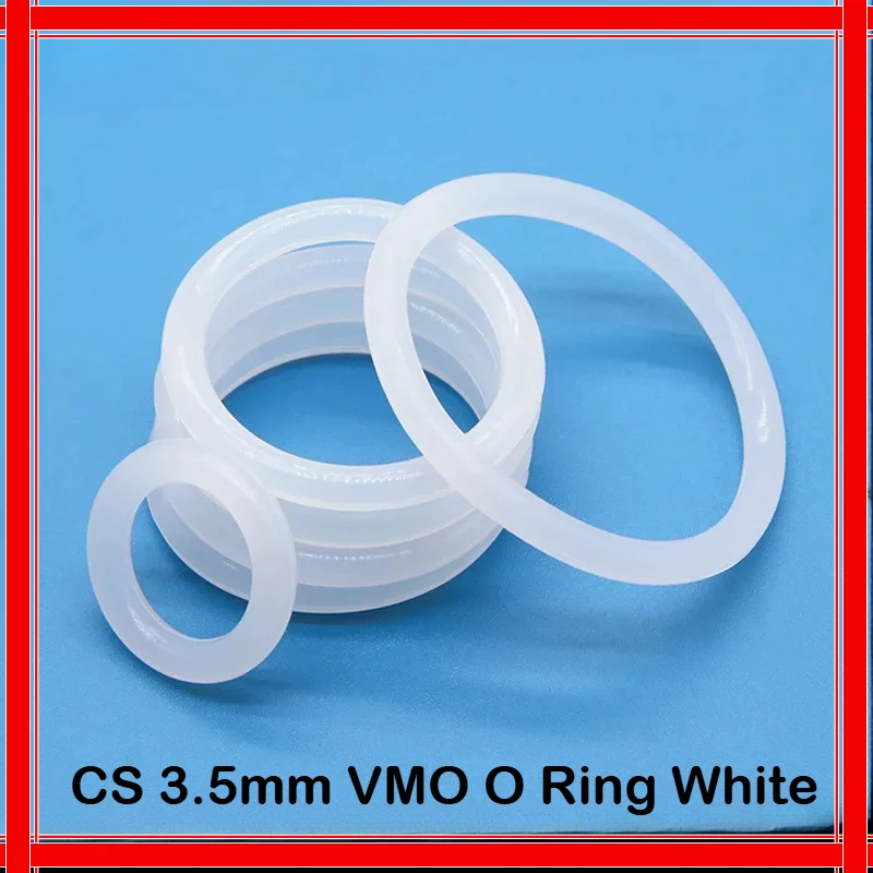 10/50pcs VMQ O Ring Gasket CS 3.5mm OD 10 ~ 85mm White Waterproof Washer Round Shape Silicone Food Grade