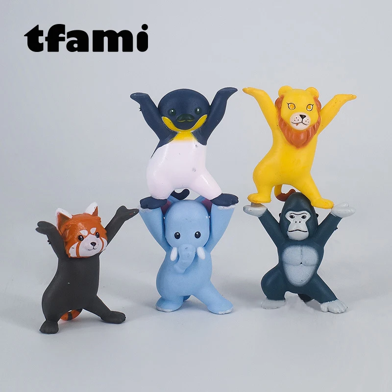 

TFAMI Мультяшные фигурки животных, игрушки для детей, подставка, животные, игрушки, кавайная мини-версия Q, ПВХ, фигурки высокого качества, игру...