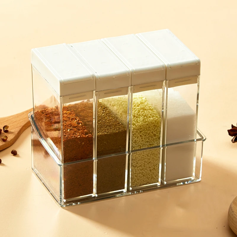 

White Plastic Spice Pot Set Lid Dispenser Simple Style Spice Pot Gadgete Small Cocina Gadget Conjuntos Storag Contains Items
