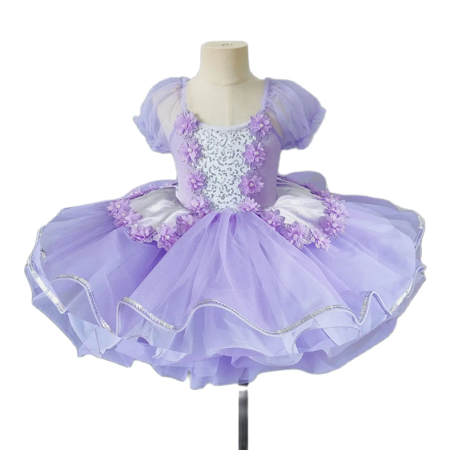 

Children Ballet Skirt Flower Performance Costume Modern Dance Ballet Dress Girls Pink Purple Princess Dress Stage Wear Suits