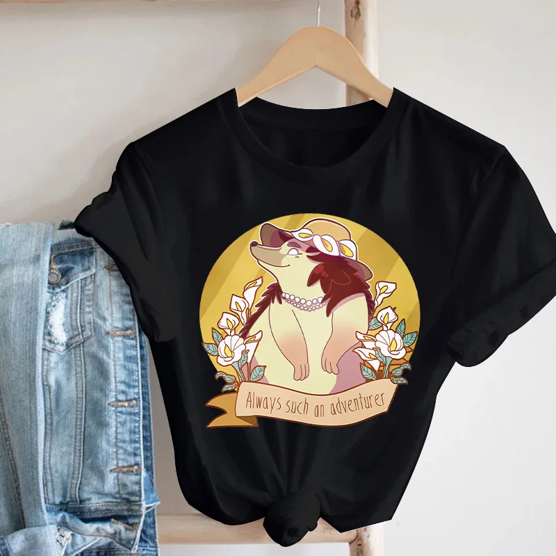 

Women T Shirts Summer Retro Hedgehog Always Such an Adventurer Cartoon Tshirt Ladies Clothing Casual Tops 90s female Tee Shirt
