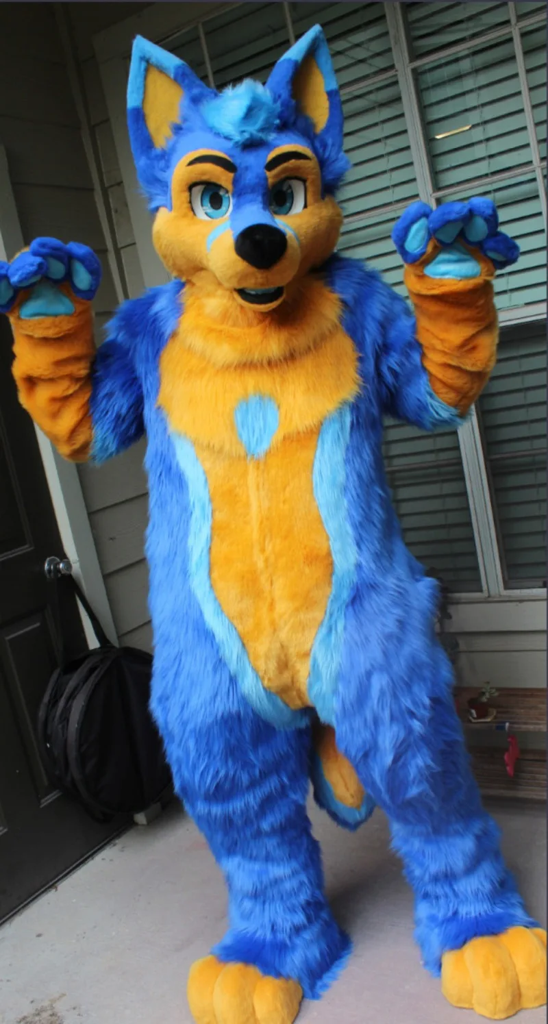 

Костюм-талисман с изображением синей лисы и собаки