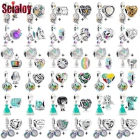 seialoy 2pcslot wings crystal rod charm garden rainbow field landscape beaded parrot bicycle pendant diy beacelets accessory