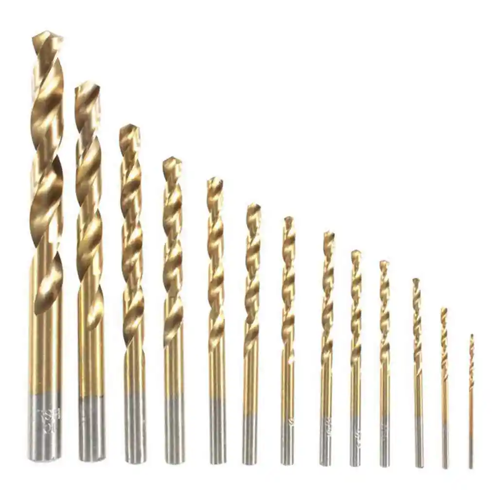 

High Speed Steel Titanium Coated Twist Drill Bit Set Wood Drilling Hole Straight Handle Woodworking Wood Tool