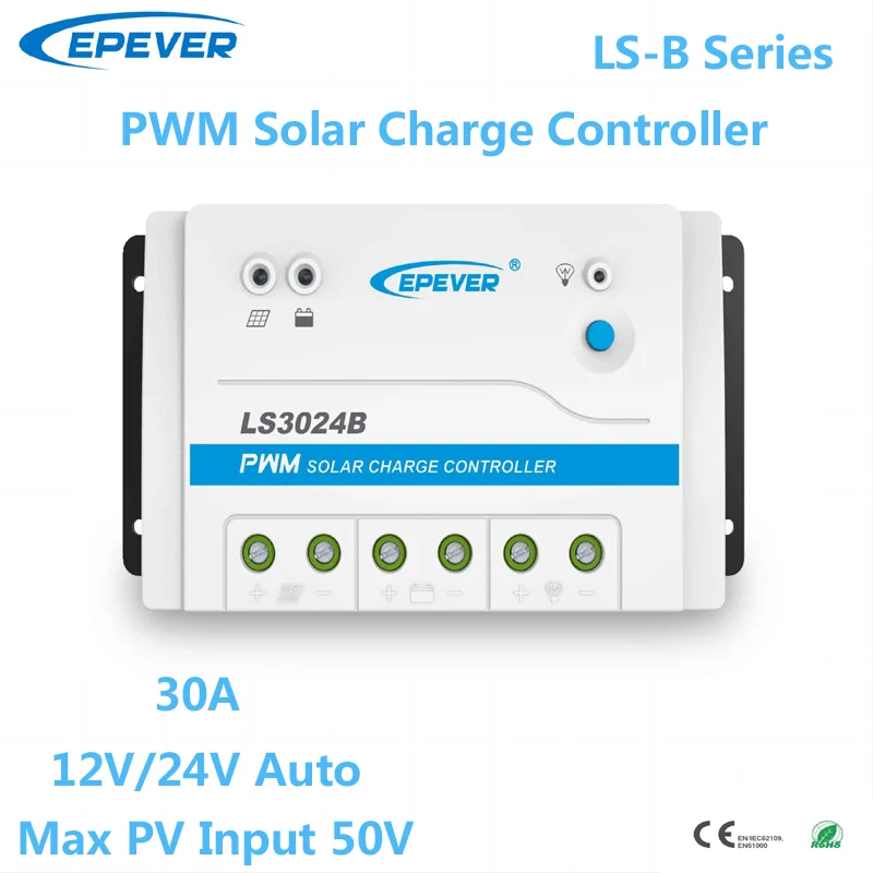 

EPEVER 30A PWM Solar Charge Controller 12V 24V Auto LS3024B With RS485 Interface Solar Panel Regulator Accessory Optional