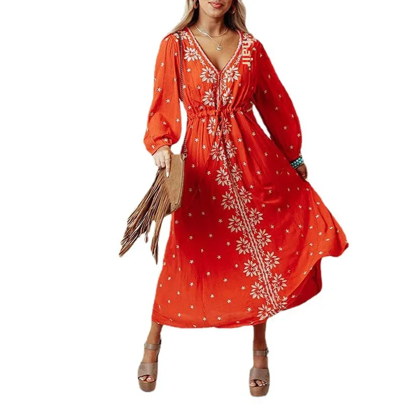 Коллекция 2021 года женское платье для начальной осени с принтом автономная