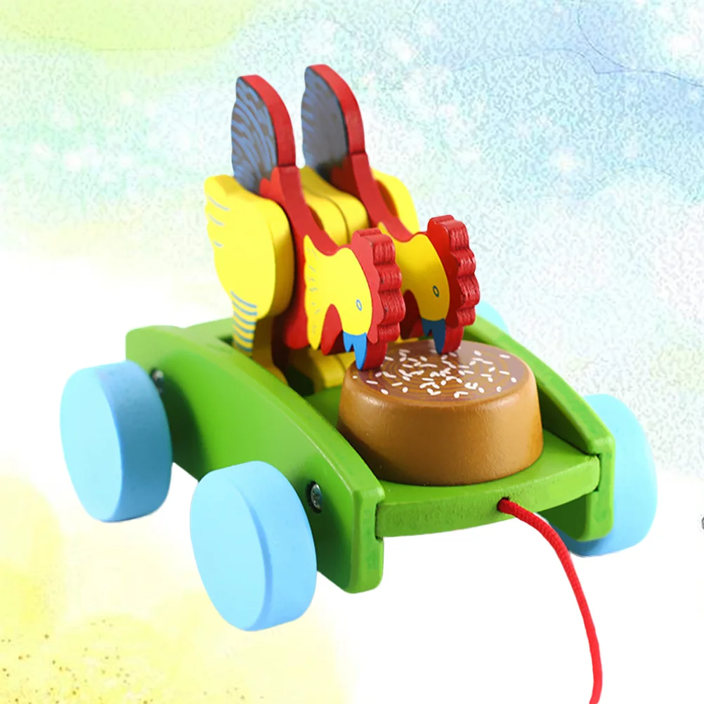 

1PC Hand Painted Nontoxic Educational Creative Chicken Wooden Push Toddler Kids Playings