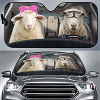 funny alpaca couple printed stylish car accessories auto shade for windshield foldable durable car sunshade cover