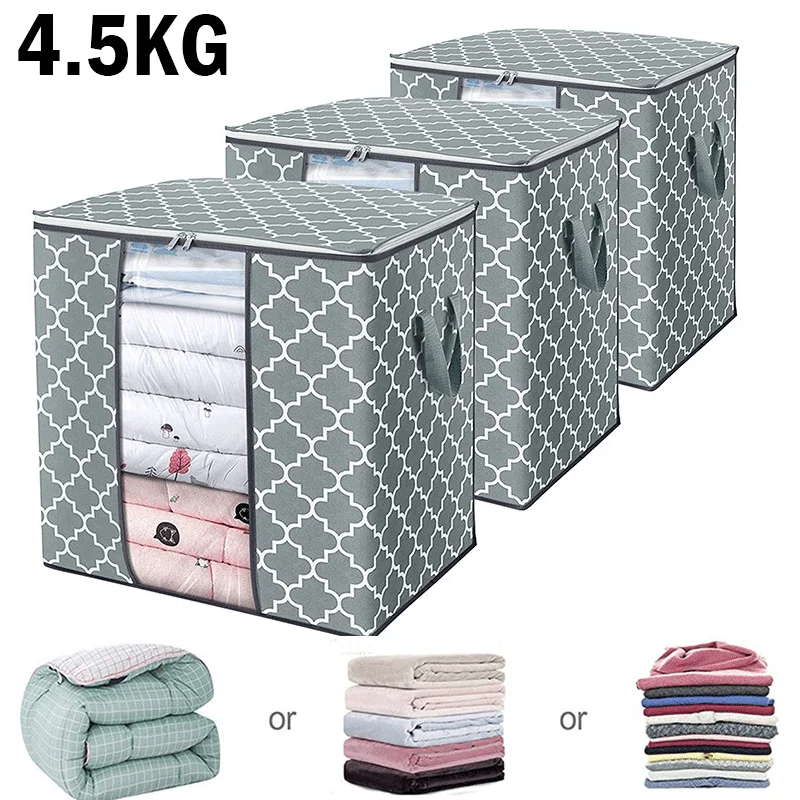 

Clothes Organizer Foldable Comforter Storage Bag Household Clothing Storage Box Dustproof Quilt Storage Hold 4.5kg