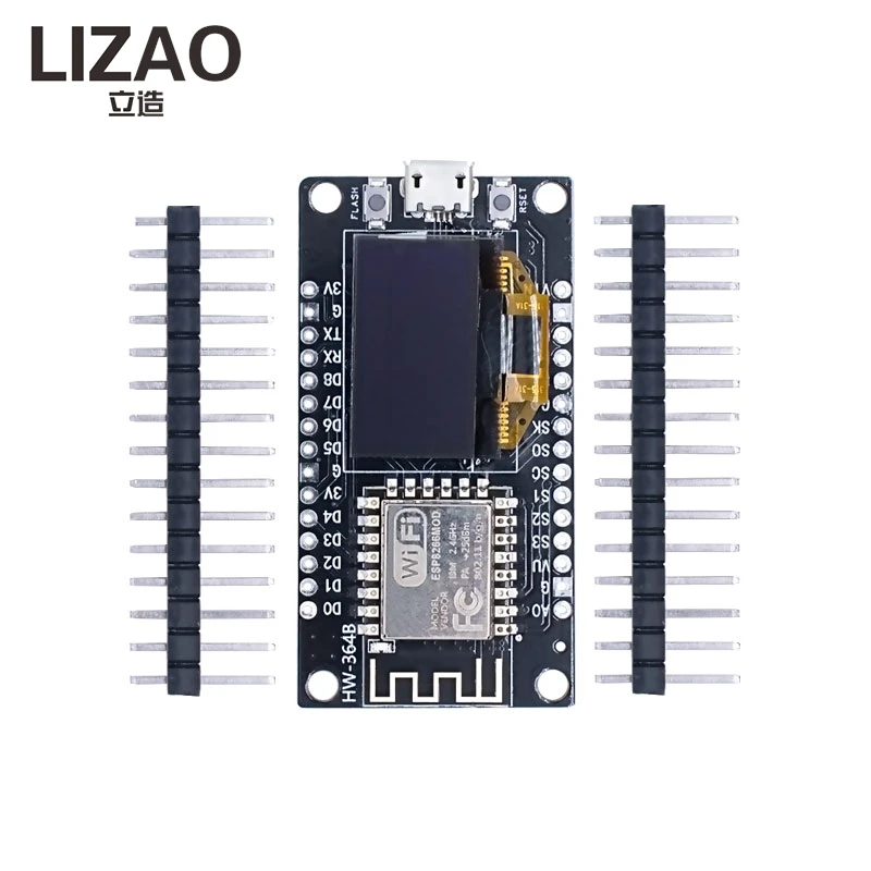 Фото Модуль WiFi LIZAO ESP8266 NodeMCU V3 ESP-12F с OLED-дисплеем 0.96 дюйма, плата разработки CH340 Type-C для Arduino MicroPython №3