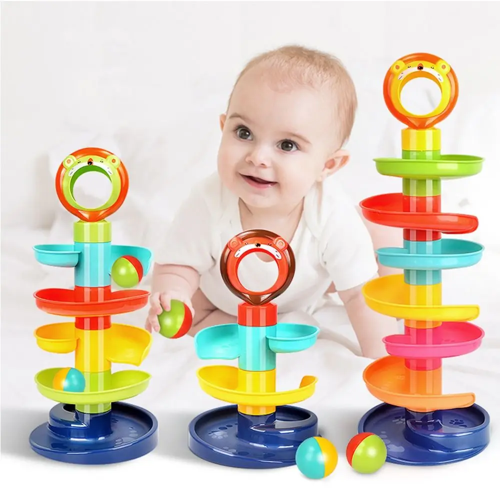 

Plastic Rolling Ball Pile Tower Multi-layer Lion Sliding Ball Tower Toy Early Education Toy Montessori Sensory Toys