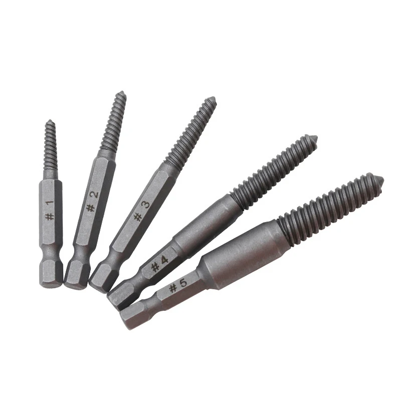 

5 Pcs Screw Extractor Center Drill Bits Guide Set Broken Damaged Bolt Remover Hex Shank and Spanner for Broken Hand Tool
