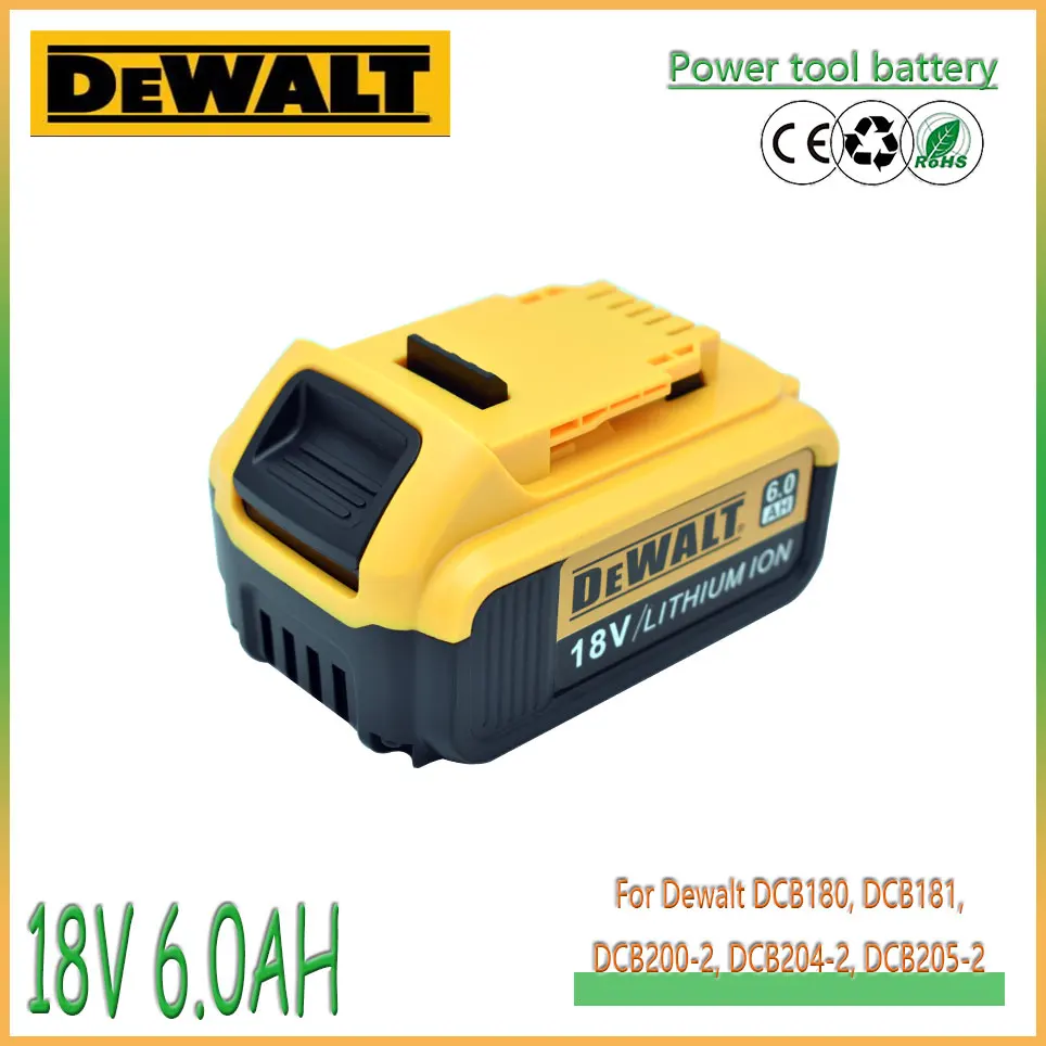 18V 6000mAh rechargeable battery，for Dewalt DCB184 DCB184B-XJ DCB180 DCB181 DCB182 DCB183 DCB185 18V Power Tool Battery