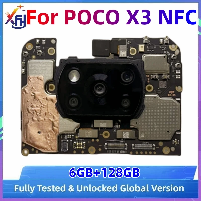 

64GB 128GB Motherboard PCB Module for Xiaomi POCO X3 NFC Mainboard MB Original Logic Board with Global ROM