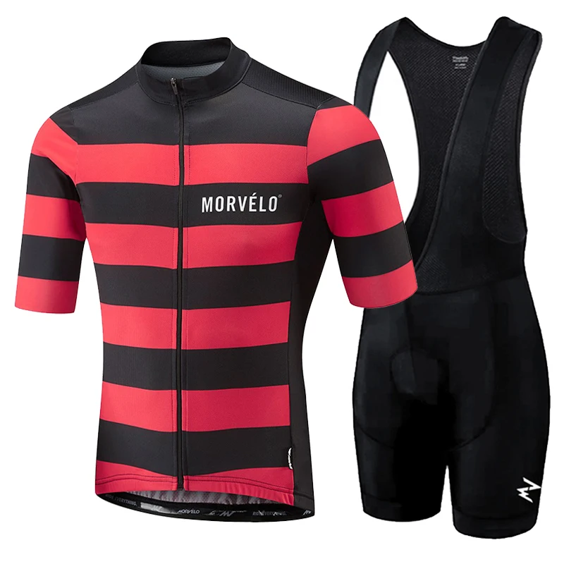 

Morvelo Men Summer Clothing Cycling Clothes Kits Short Sleeve Bib Shorts Men's Breathable Bib Shorts Maillot Ciclismo Set