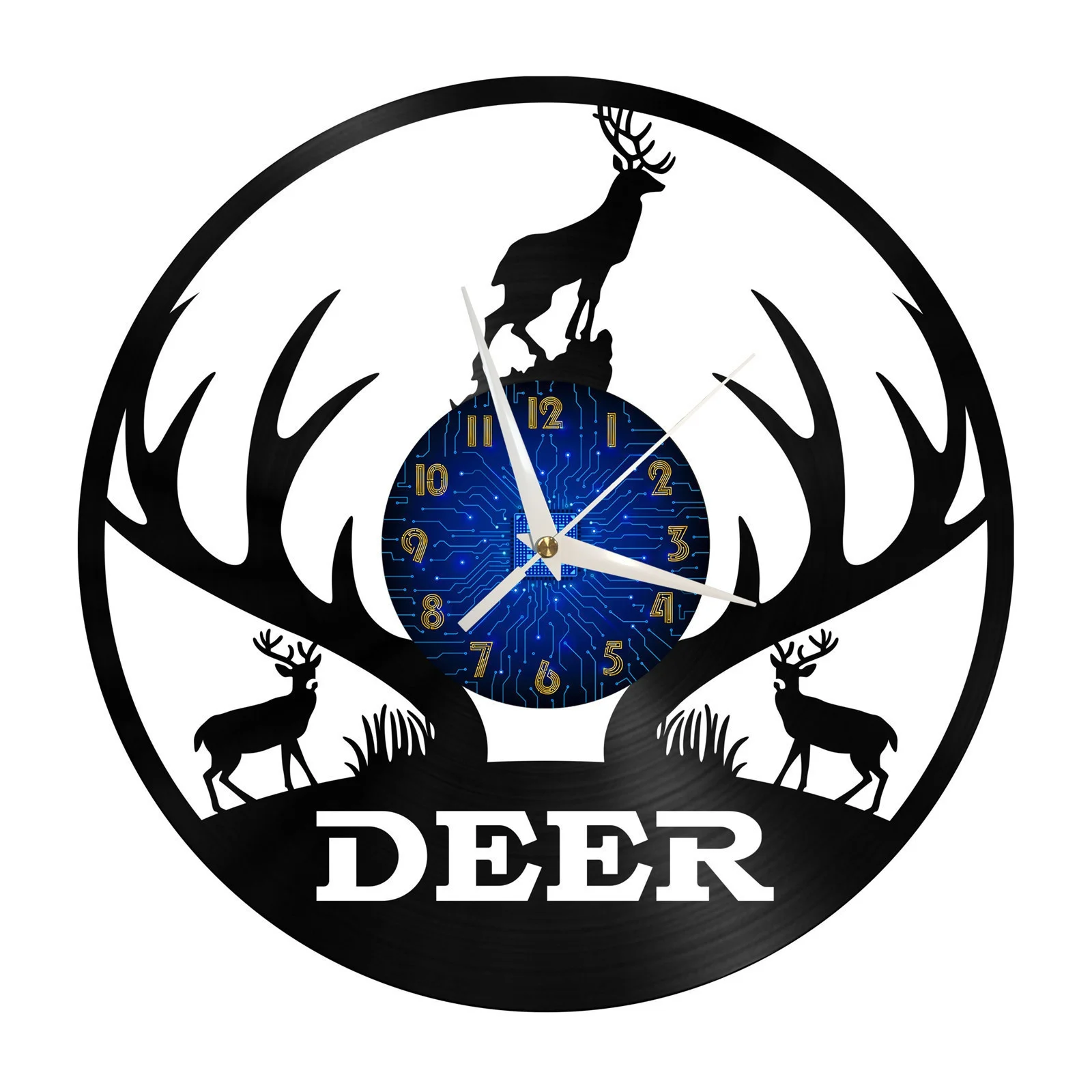 

Three deer Vinyl Record Wall Clock for Kitchen Wall Decor Wall Art