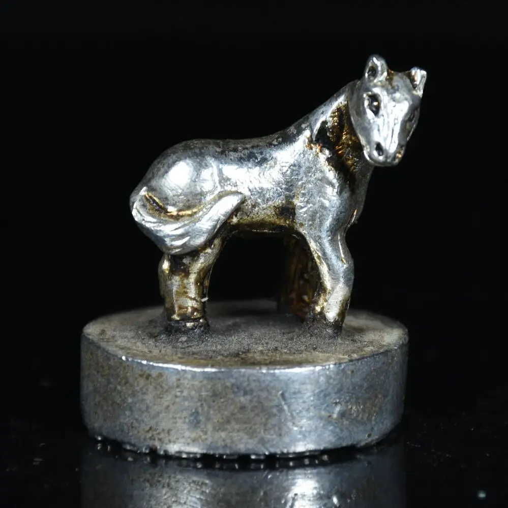 

3.5CMOld China Silver Feng Shui Dynasty Palace Horse Luck Seal Stamp