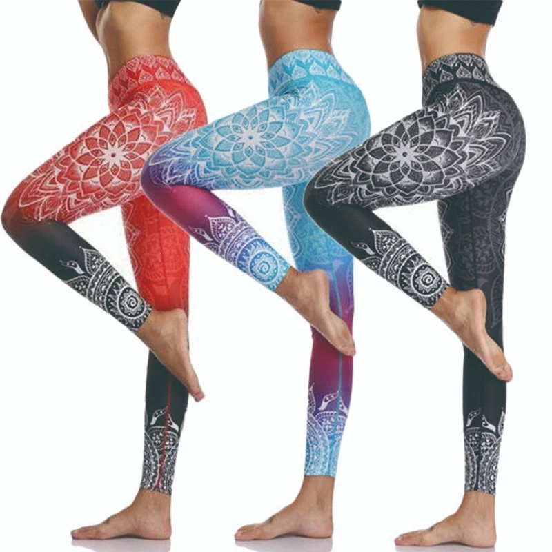 

Sport Leggings Women Print Yoga Pants Workout Fitness Clothing Jogging Running Pants Quick Drying Gym Tights Stretch Sportswear