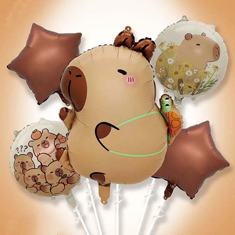 2 комплекта тема капибары коричневая звезда мультяшный милый набор воздушных