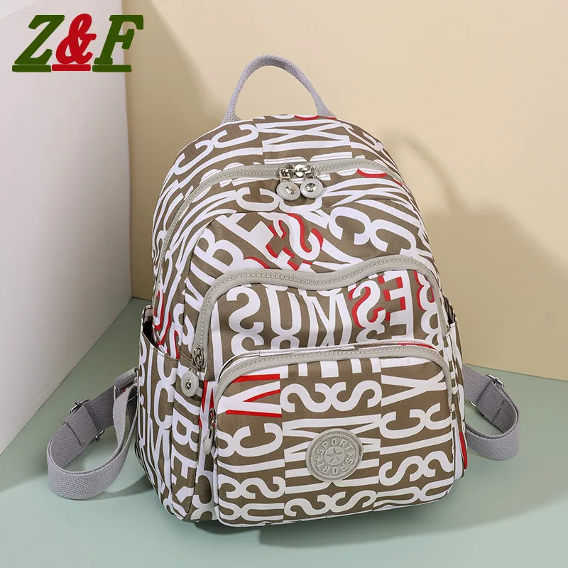 

Nylon Oxford Cloth New Backpack Women's Simple Fashion Water-repellent Schoolbag Travel Leisure Large-capacity Bag for Women Gg