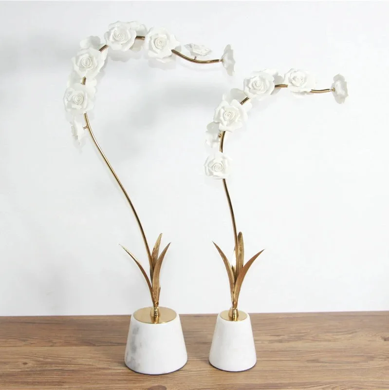 Креативный искусственный цветок металлический золотой горшок мраморные изделия