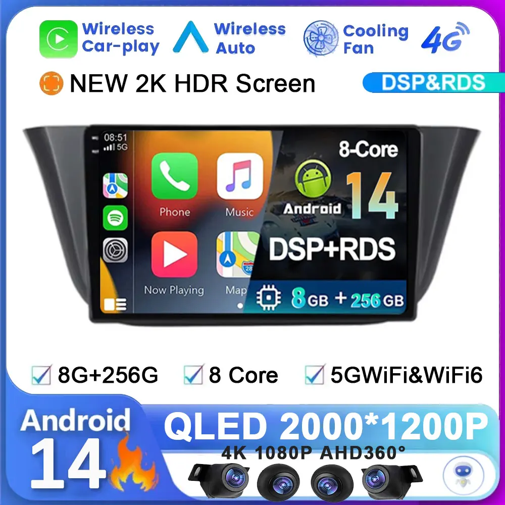 9 &quotAndroid 14 для Iveco Daily 2014-2017 Автомобильный радиоприемник Беспроводной Carplay