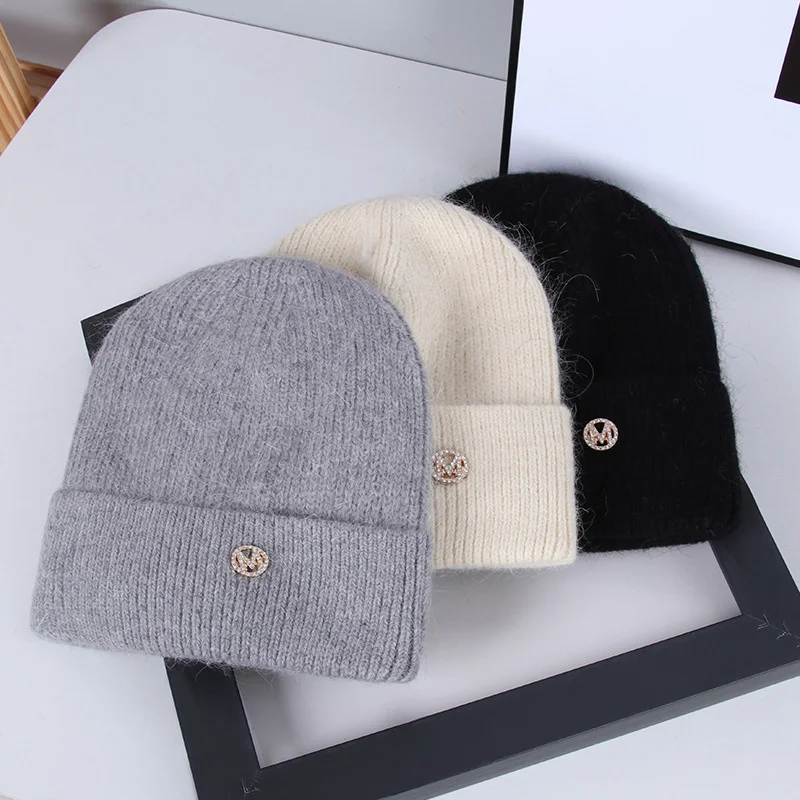 Hats Beanie Hat Bonnet Ski Mask Winter Hat Hats for Women Caps Wool Hat Fur Thick Warm Big Size 62cm Solid Beanies шапка женская