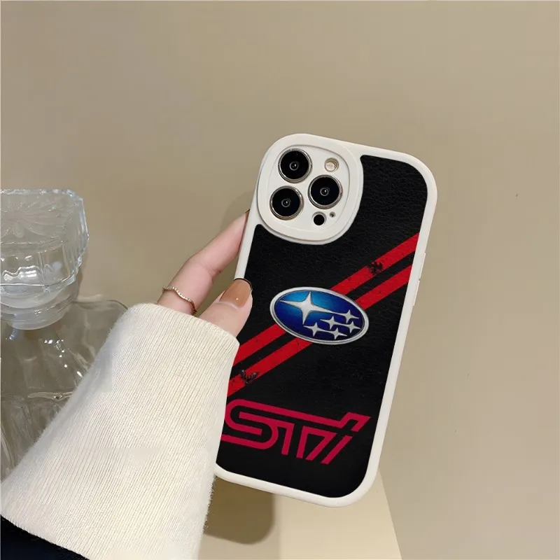 JDM Subaru WRX Sti чехол для телефона с логотипом из шкуры ягненка Iphone 14 Pro 11 13 12 Mini X Xr Xs Max 7
