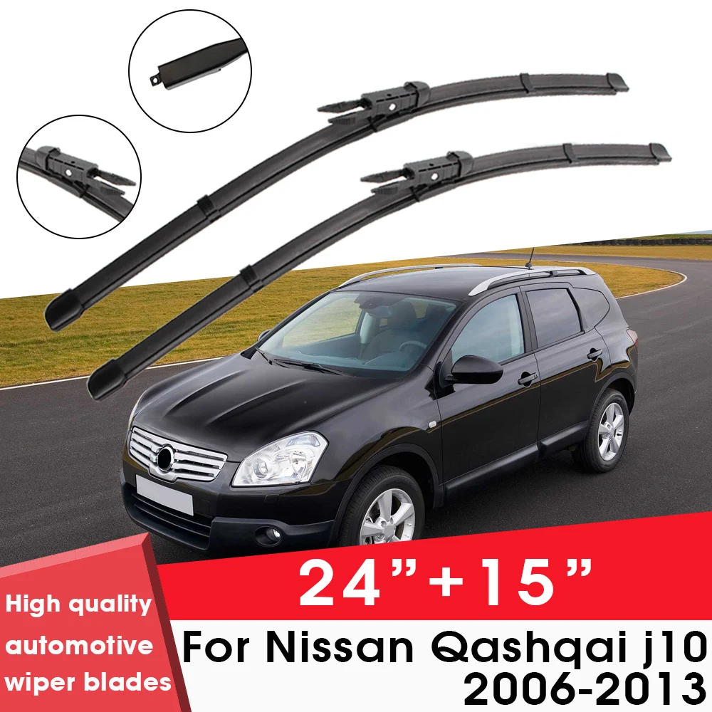 

Car Wiper Blade Blades For Nissan Qashqai j10 2006-2013 24"+ 15" Windshield Windscreen Clean Naturl Rubber Cars Wipers