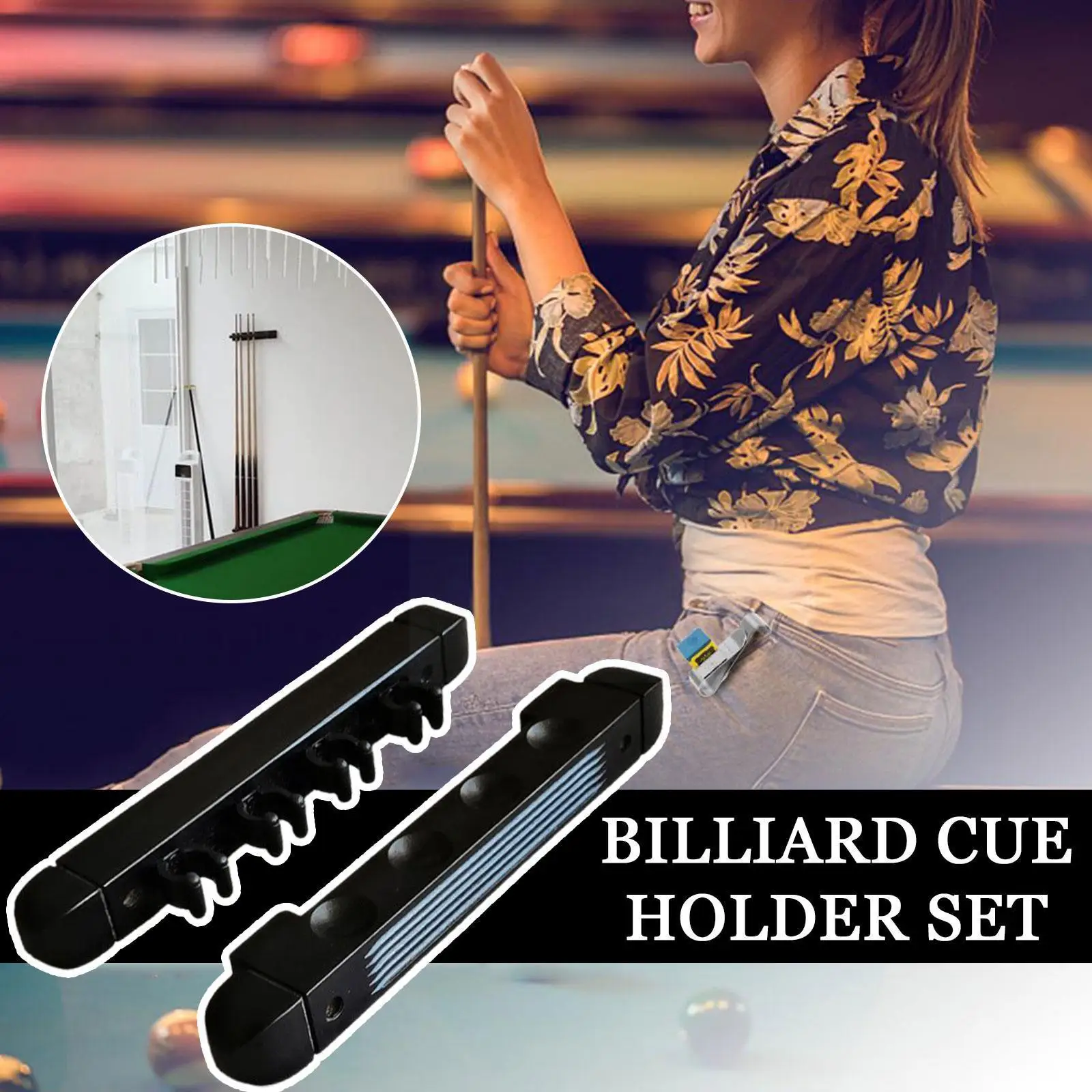 

Billiard Pool Snooker Table Wall Mount Hanging Professional Sticks Rack 6 Holder Accessories Cue Snooker Wood Billiards H6w0