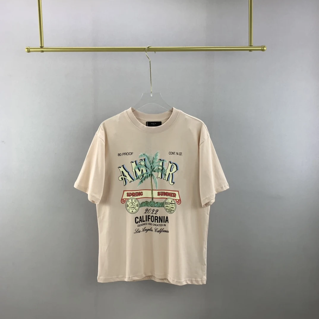

2022 Summer T-shirts High Quality Men Women AMR Tree Print Short Sleeve Crew Neck Tshirt Fashion Streetwear Top Tees Unisex