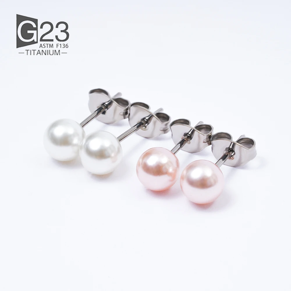 

Pearl Earrings For Women F136 Titanium Piercing Pink And White 3-8mm Pearl Earrings Set Gift Jewelry For Women
