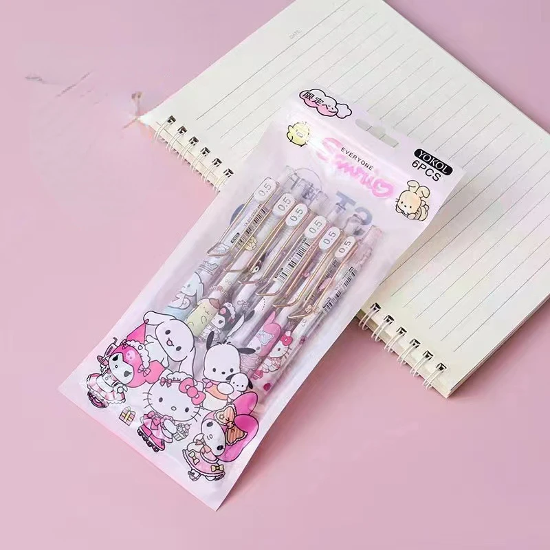 

Новинка, 6 дюймов, фоторучка Sanrio, фоторучка с надписью My Melody Cinnamoroll 0,5 мм, черная, для студентов, подарок для детей