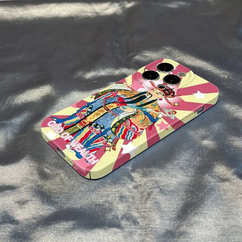 

DMAWMJ phone case for iphone 11 14 plus 13 pro max 12 Camera protective back cover for iphone xr xs x 7 8 Chinese god of wealth