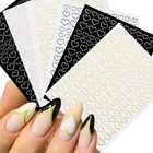 3D наклейки для ногтей в форме сердца, наклейки для ногтей с надписью на английском языке, французские полоски, блестящие слайдеры, украшение для ногтей на День святого Валентина